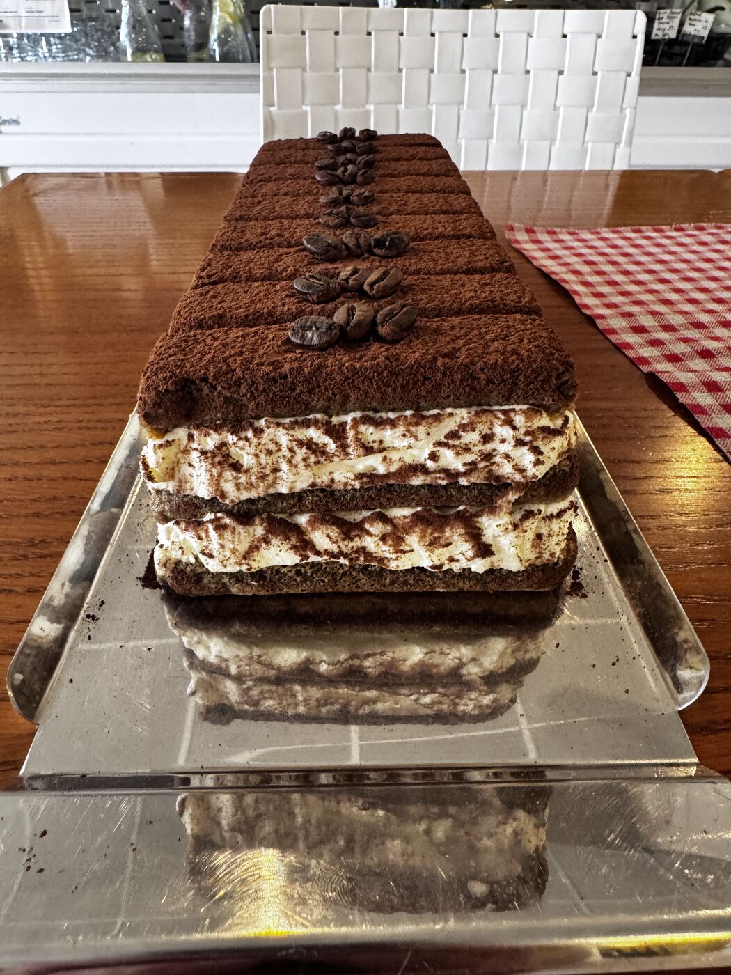 Řez tiramisu na plechu
